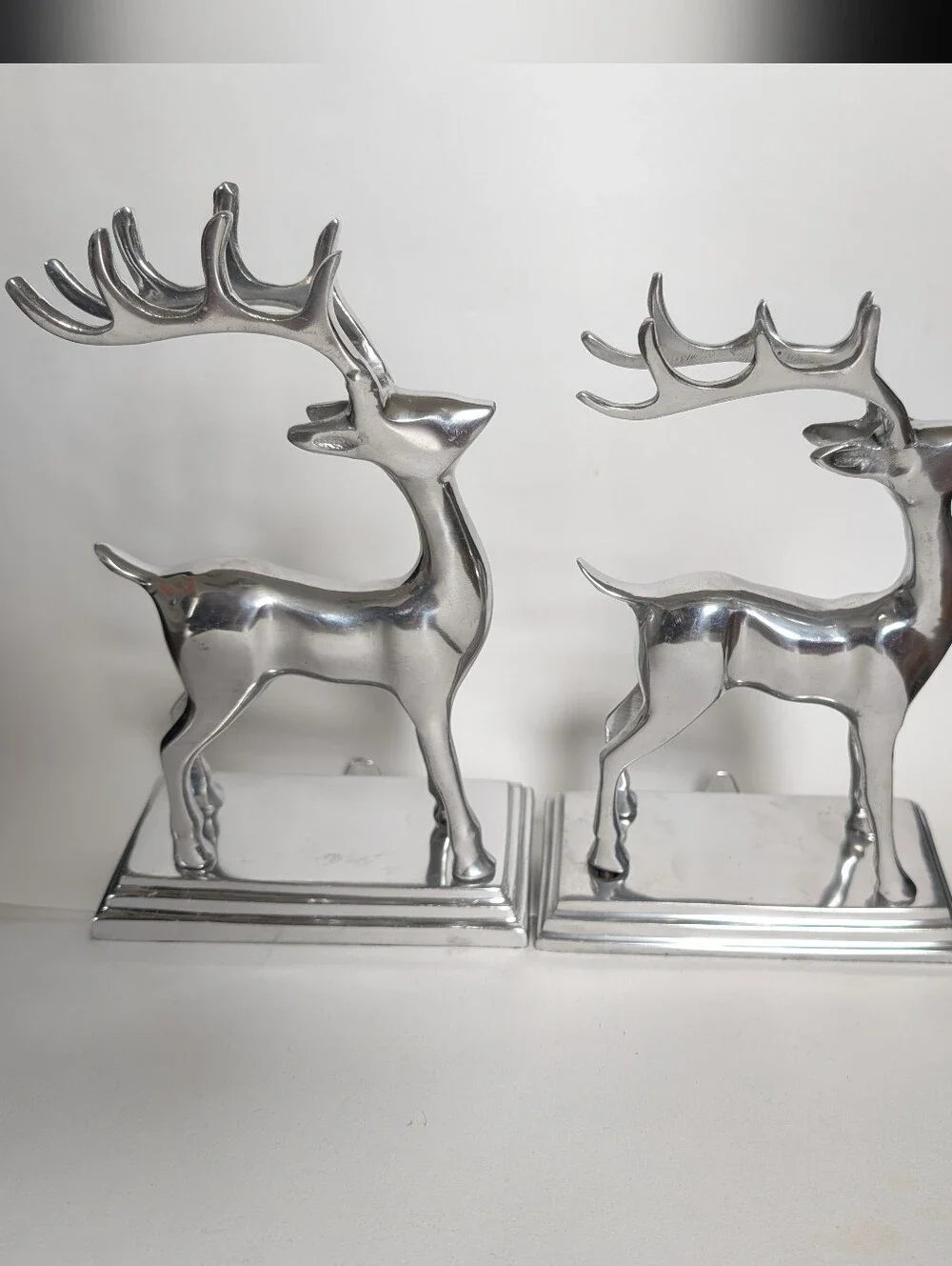 Silver Reindeer Christmas‎ Stocking Holders Weighted Set of 2 Mantel Deer